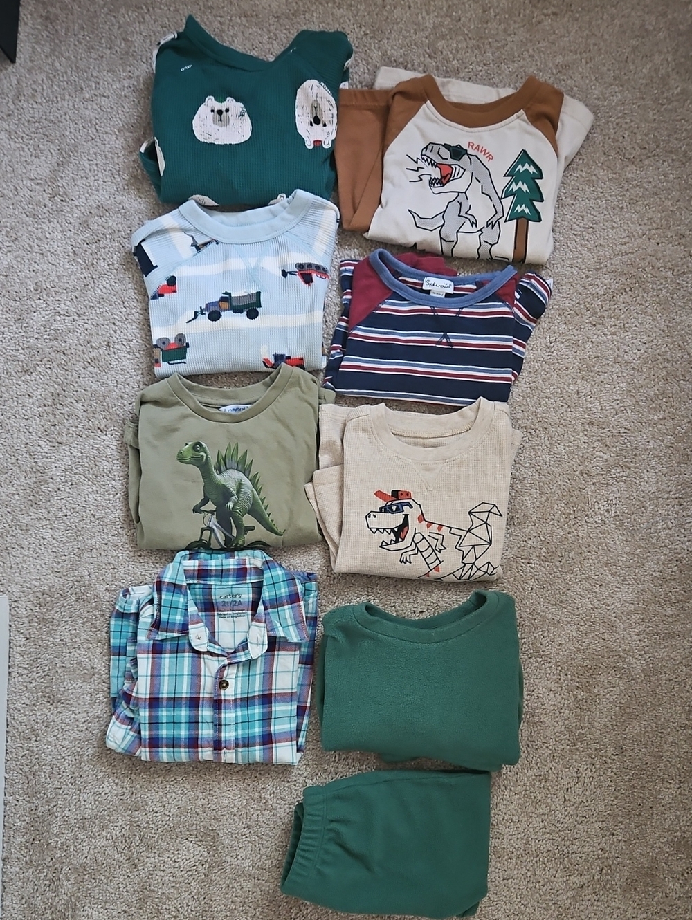 Mixed Long-Sleeve Boys Tops and jogger set in Green, Tan, Blue- Size 18m-2T